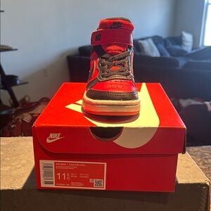 Nike Kids Red and Black High-Top Sneaker with Strap